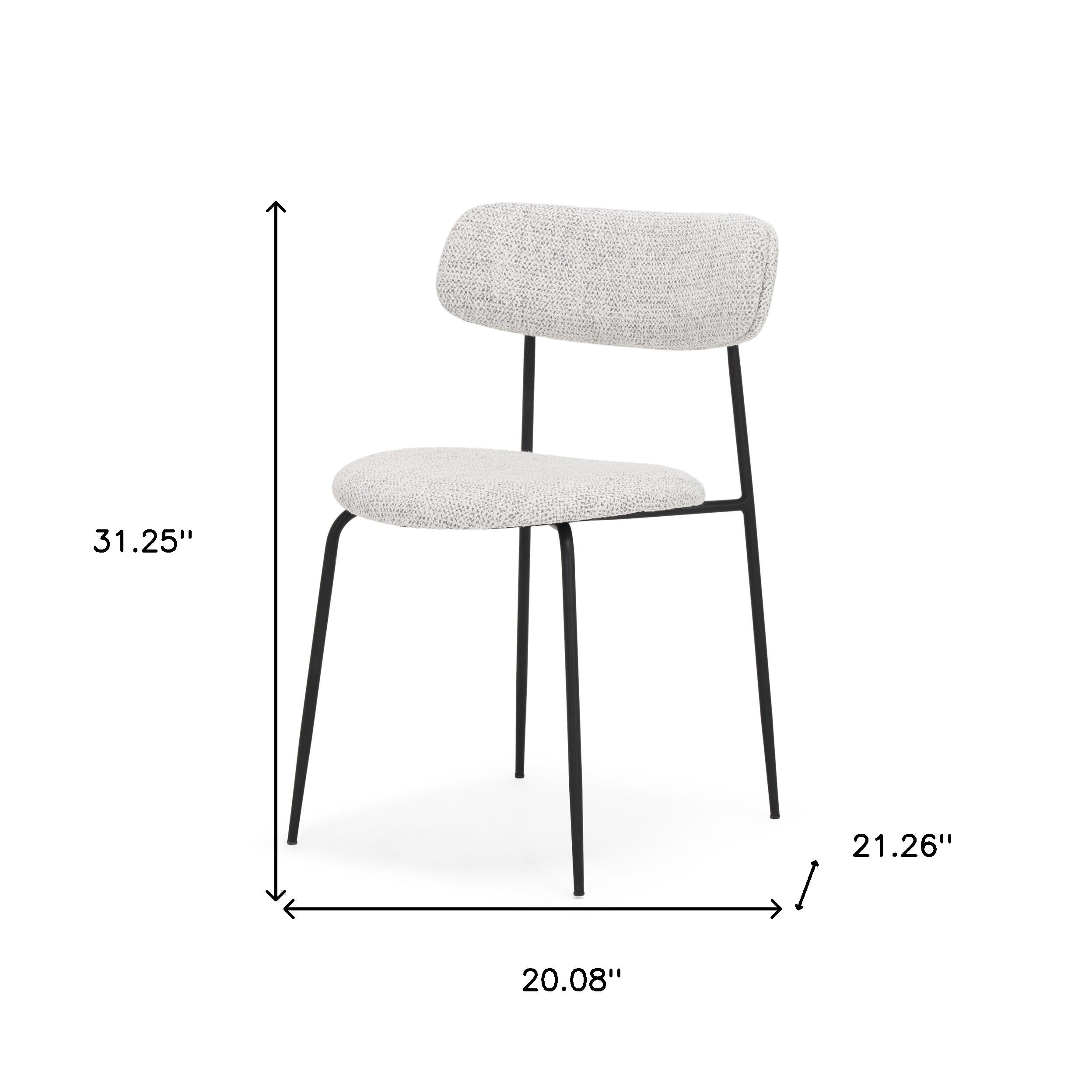 Gray and Black Upholstered Fabric And Metal Open Back Dining Side Chair