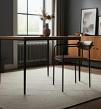 Brown and Black Faux Leather And Metal Open Back Dining Arm Chair