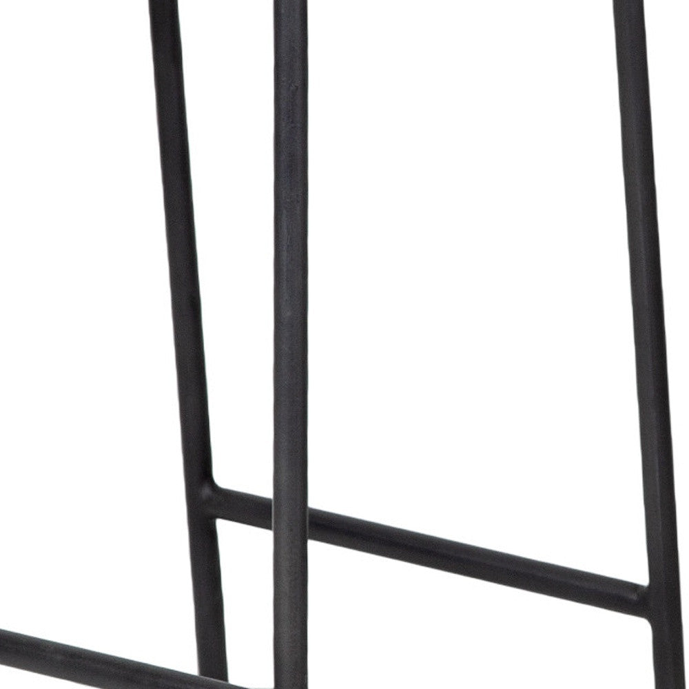 30" Black Solid Wood and Metal Backless Bar Height Bar Chair