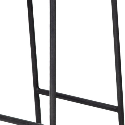 30" Black Solid Wood and Metal Backless Bar Height Bar Chair