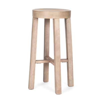 30" Natural Solid Wood Backless Bar Height Bar Chair