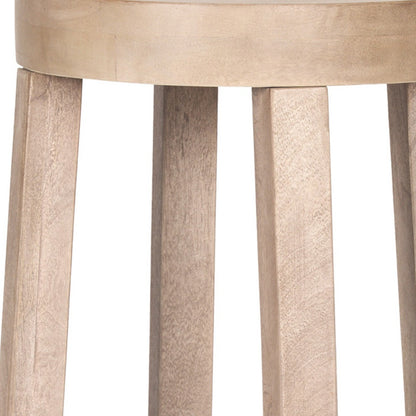 30" Natural Solid Wood Backless Bar Height Bar Chair