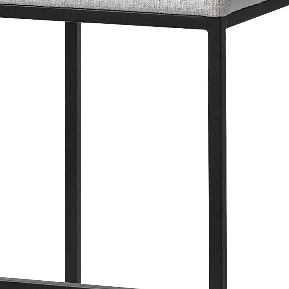 30" White and Black Iron and Fabric Backless Bar Height Bar Chair