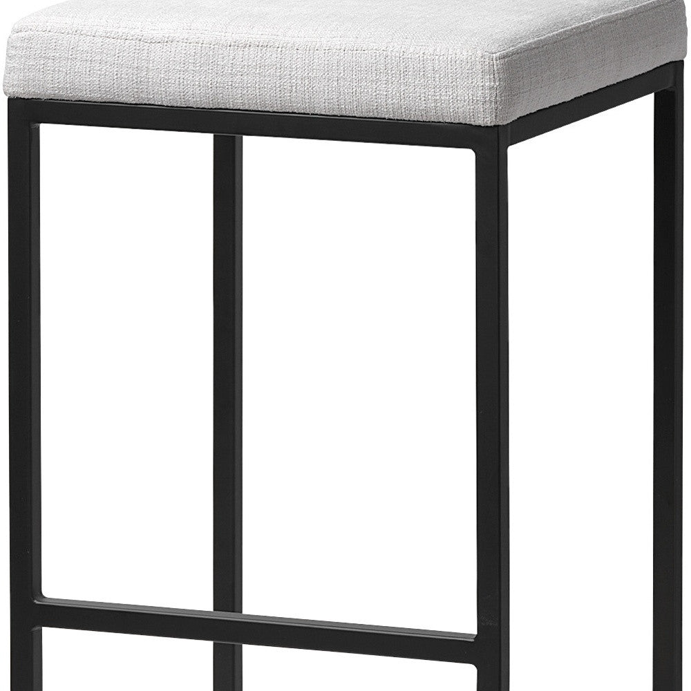 30" White and Black Iron and Fabric Backless Bar Height Bar Chair