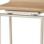 31" Natural and Silver Solid Wood and Iron Low Back Bar Height Bar Chair