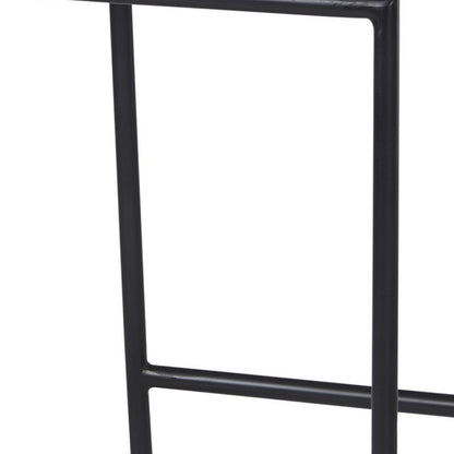 25" Natural and Black Solid Wood and Metal Low Back Counter Height Bar Chair