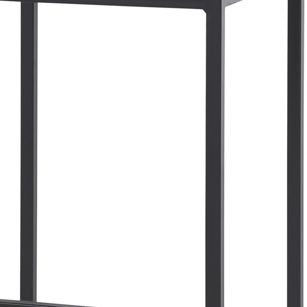 30" Gray and Black Fabric and Iron Backless Bar Height Bar Chair