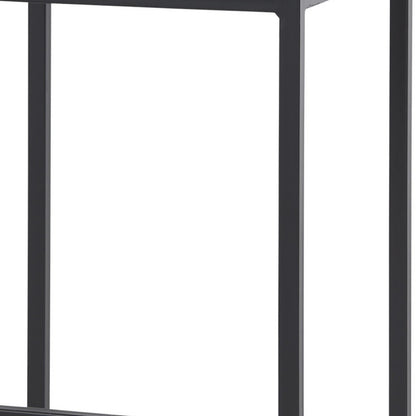 30" Gray and Black Fabric and Iron Backless Bar Height Bar Chair