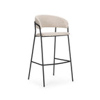 30" Cream and Black Fabric and Metal Bar Height Bar Chair