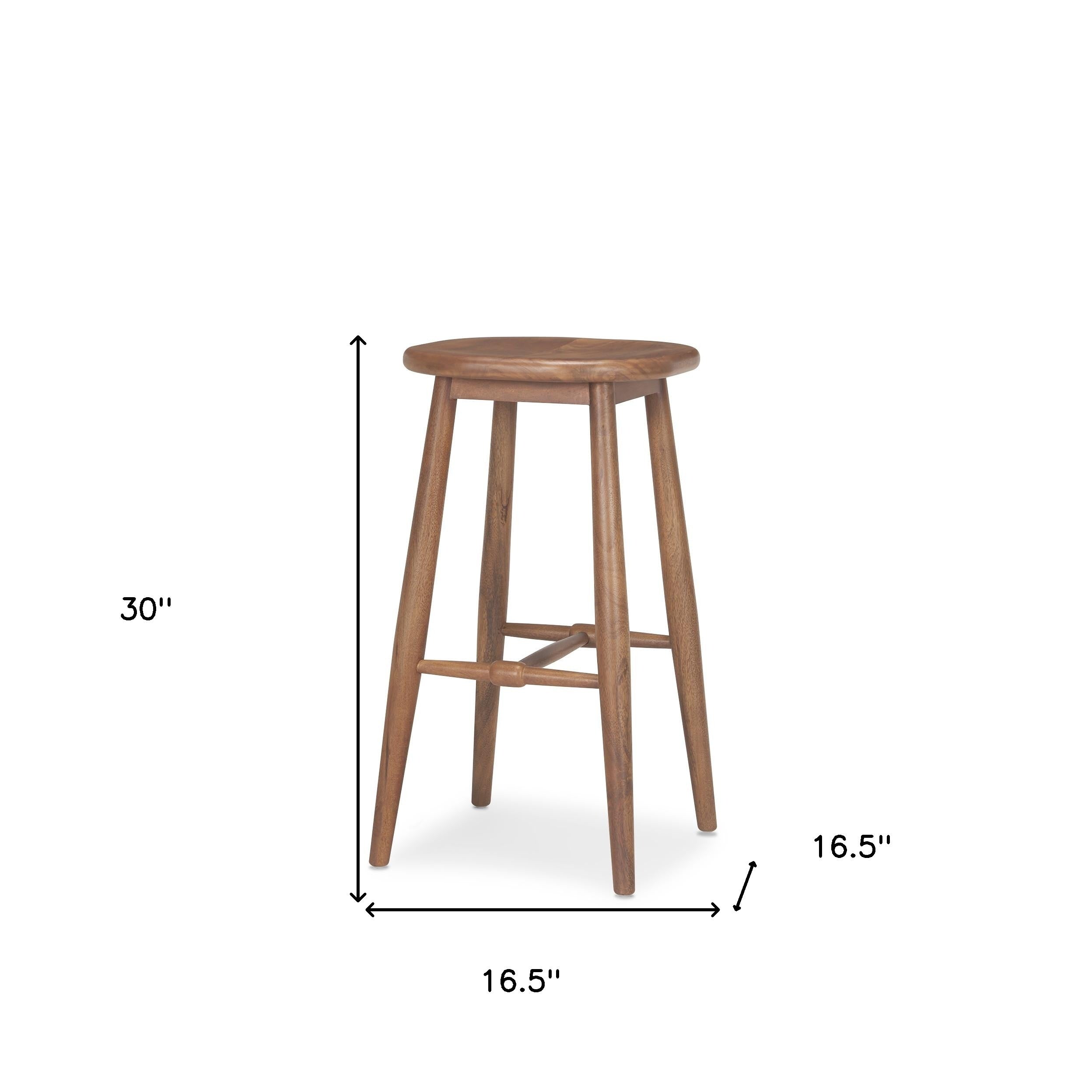30" Natural Solid Wood Backless Bar Height Bar Chair