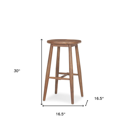 30" Natural Solid Wood Backless Bar Height Bar Chair