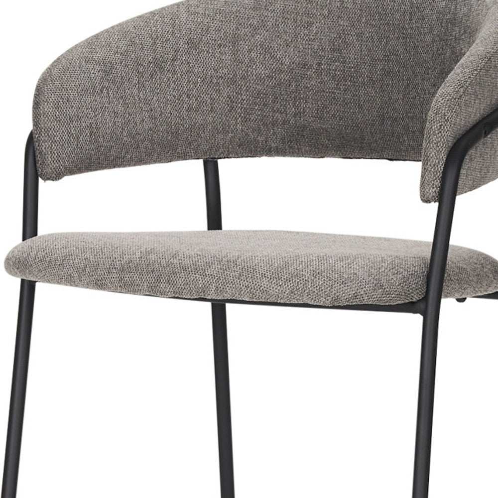 26" Gray and Black Fabric and Metal Counter Height Bar Chair