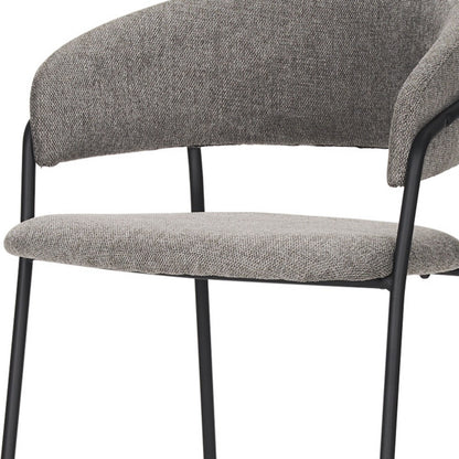 26" Gray and Black Fabric and Metal Counter Height Bar Chair