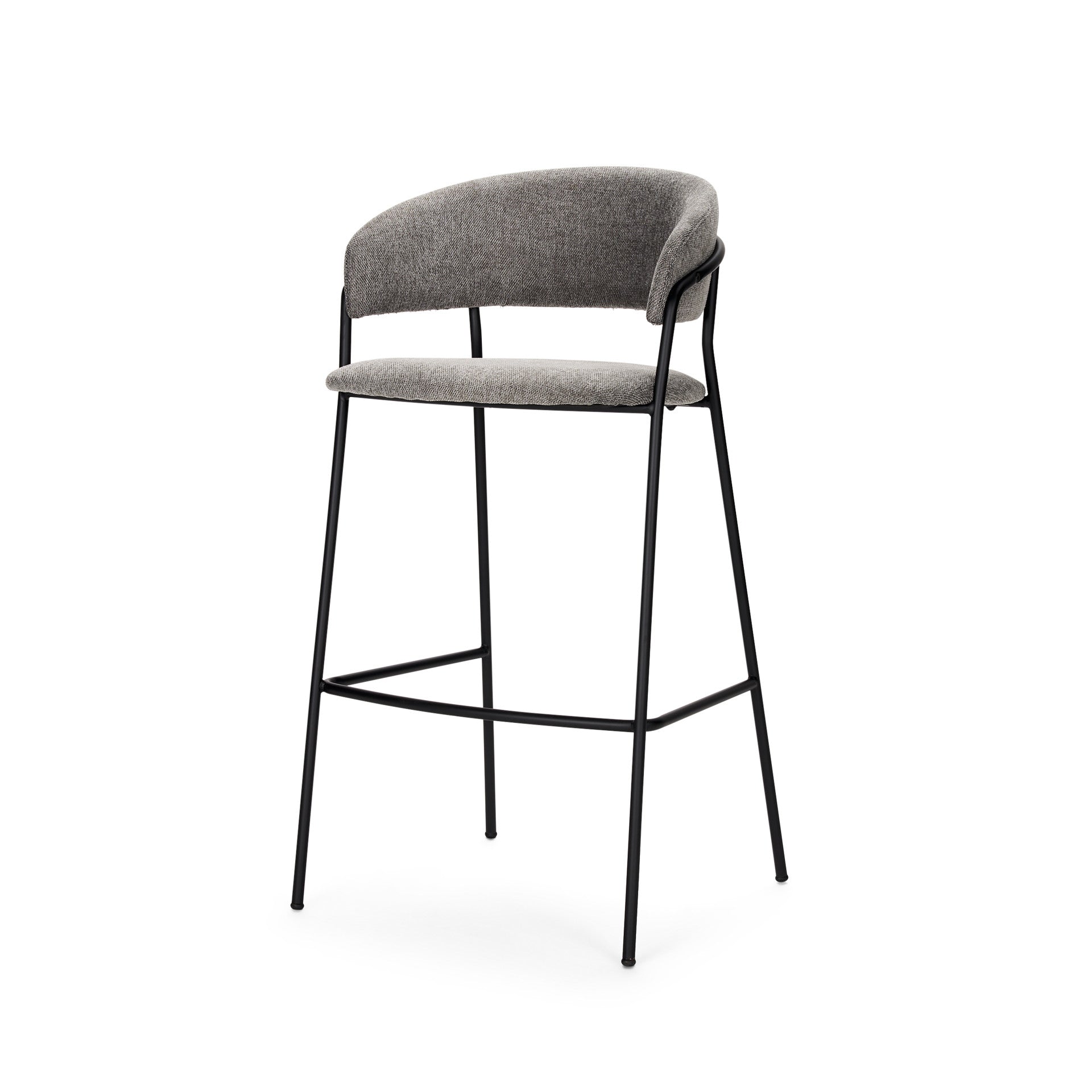 30" Gray and Black Fabric and Metal Bar Height Bar Chair