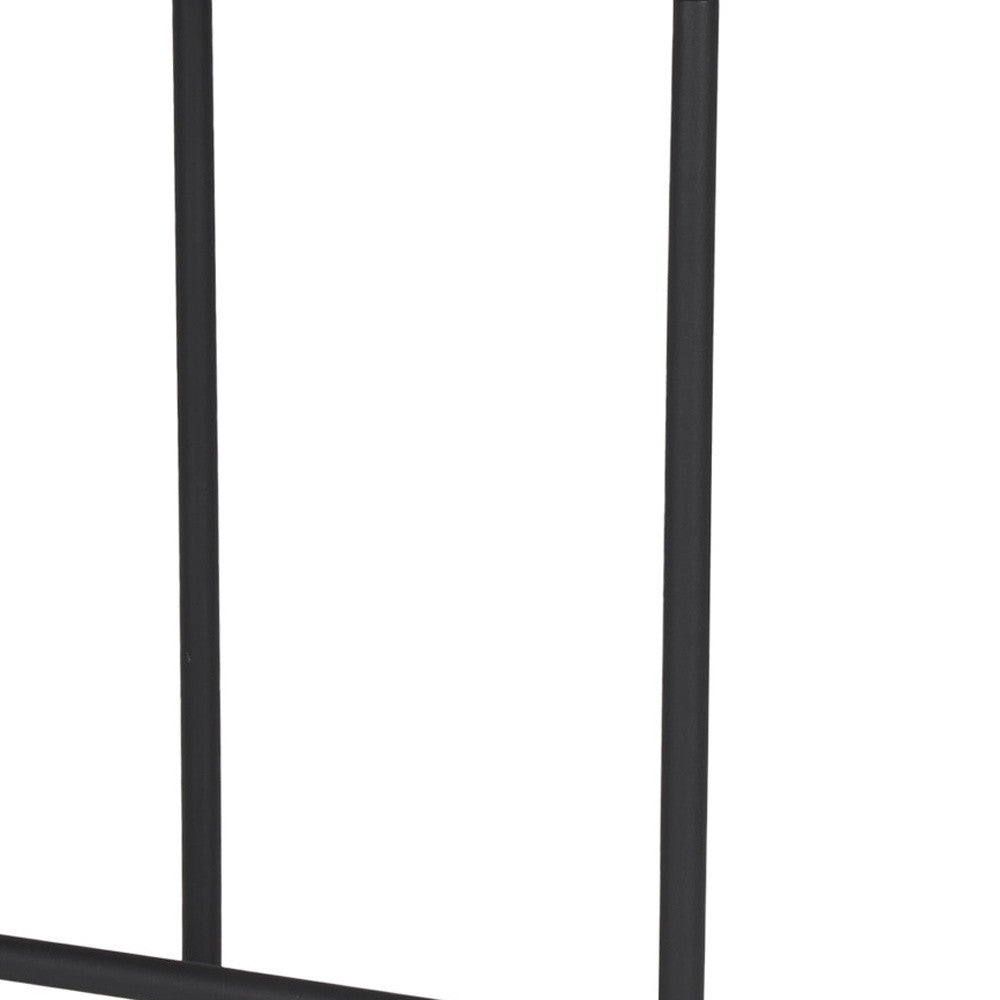 26" Natural and Black Solid Wood and Iron Backless Counter Height Bar Chair