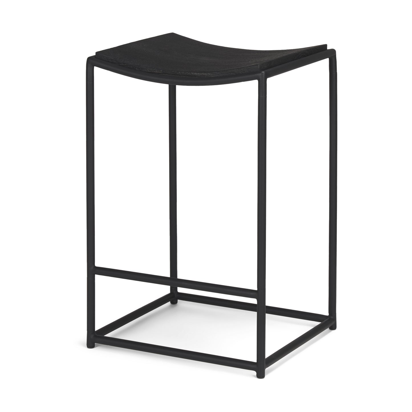 26" Black Solid Wood and Iron Backless Counter Height Bar Chair