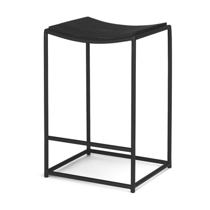 26" Black Solid Wood and Iron Backless Counter Height Bar Chair
