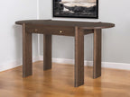 59" Dark Brown Solid Wood Oval Writing Desk