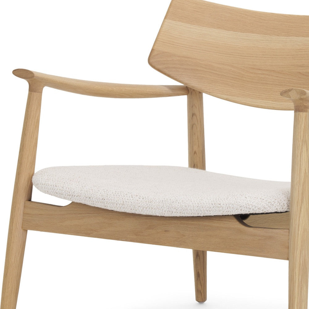 27" Cream and Natural Upholstery and Solid Wood Arm Chair