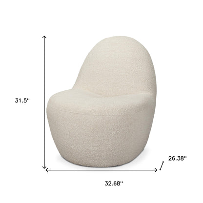 33" Cream Boucle Slipper Chair
