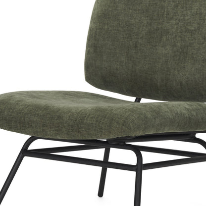 30" Green and Black Chenille and Metal Slipper Chair