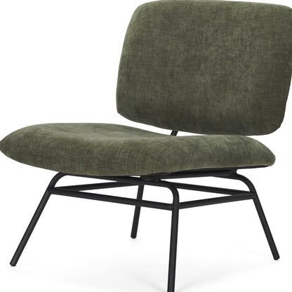 30" Green and Black Chenille and Metal Slipper Chair