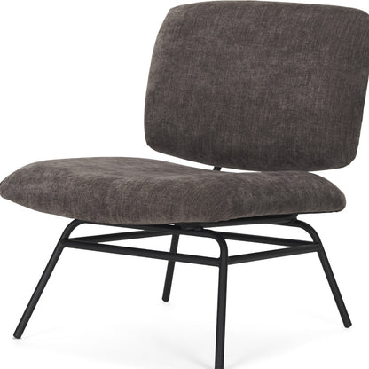 30" Charcoal and Black Chenille and Metal Slipper Chair
