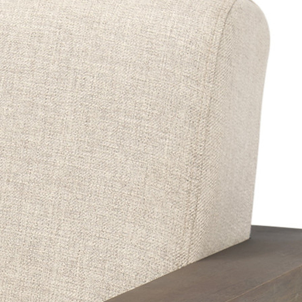 35" Cream and Brown Fabric and Solid Wood Arm Chair