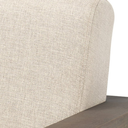 35" Cream and Brown Fabric and Solid Wood Arm Chair