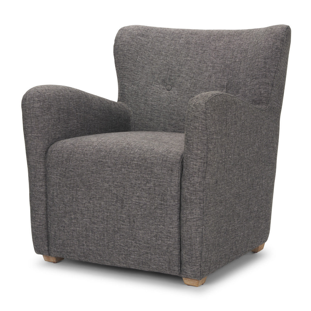 32" Gray and Brown Upholstery and Wood Wingback Chair
