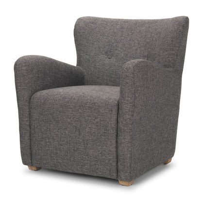 32" Gray and Brown Upholstery and Wood Wingback Chair