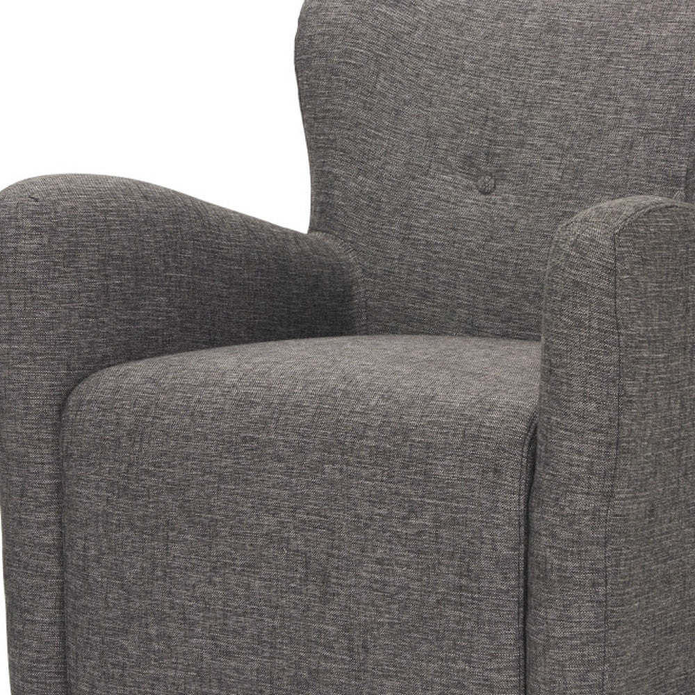 32" Gray and Brown Upholstery and Wood Wingback Chair