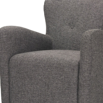 32" Gray and Brown Upholstery and Wood Wingback Chair