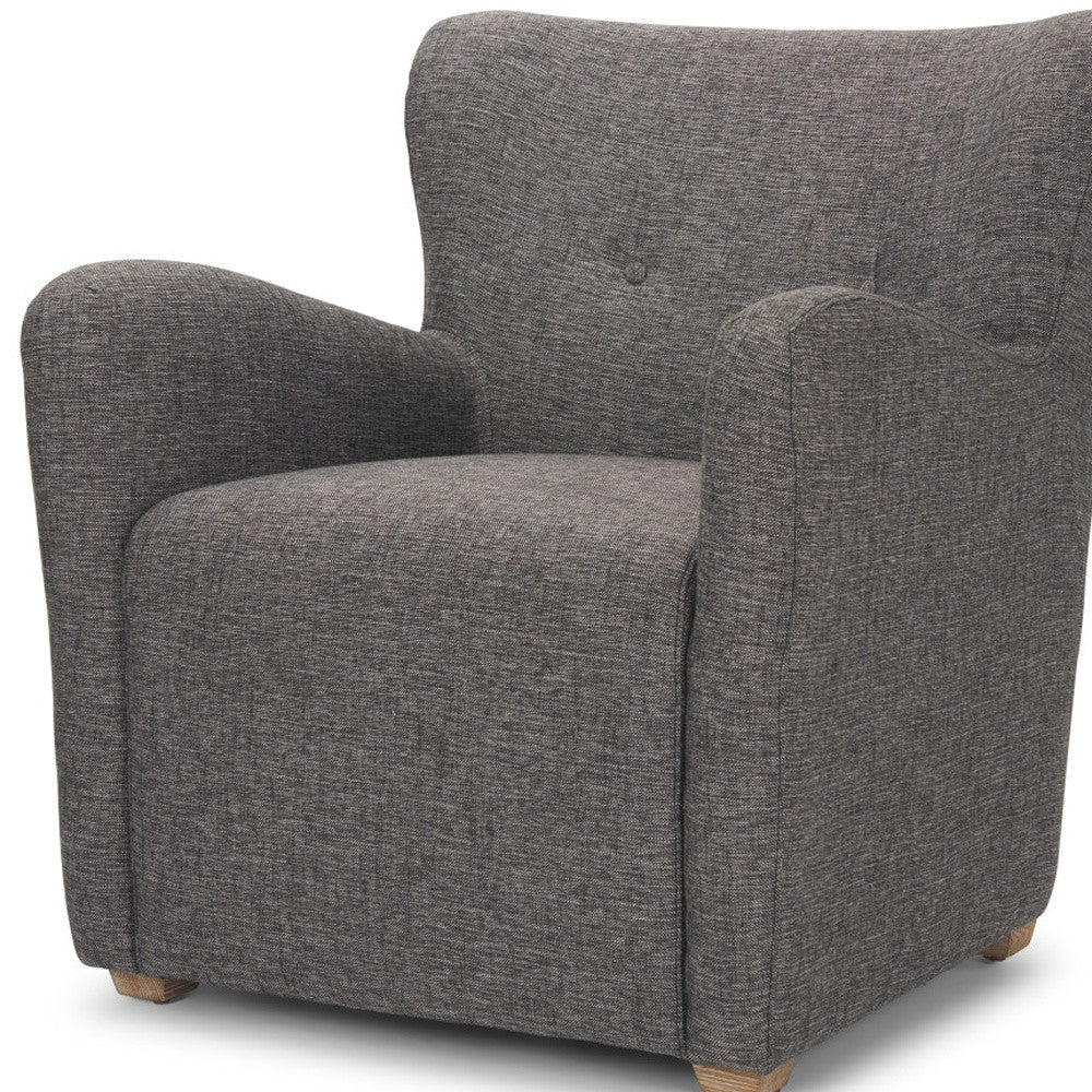 32" Gray and Brown Upholstery and Wood Wingback Chair