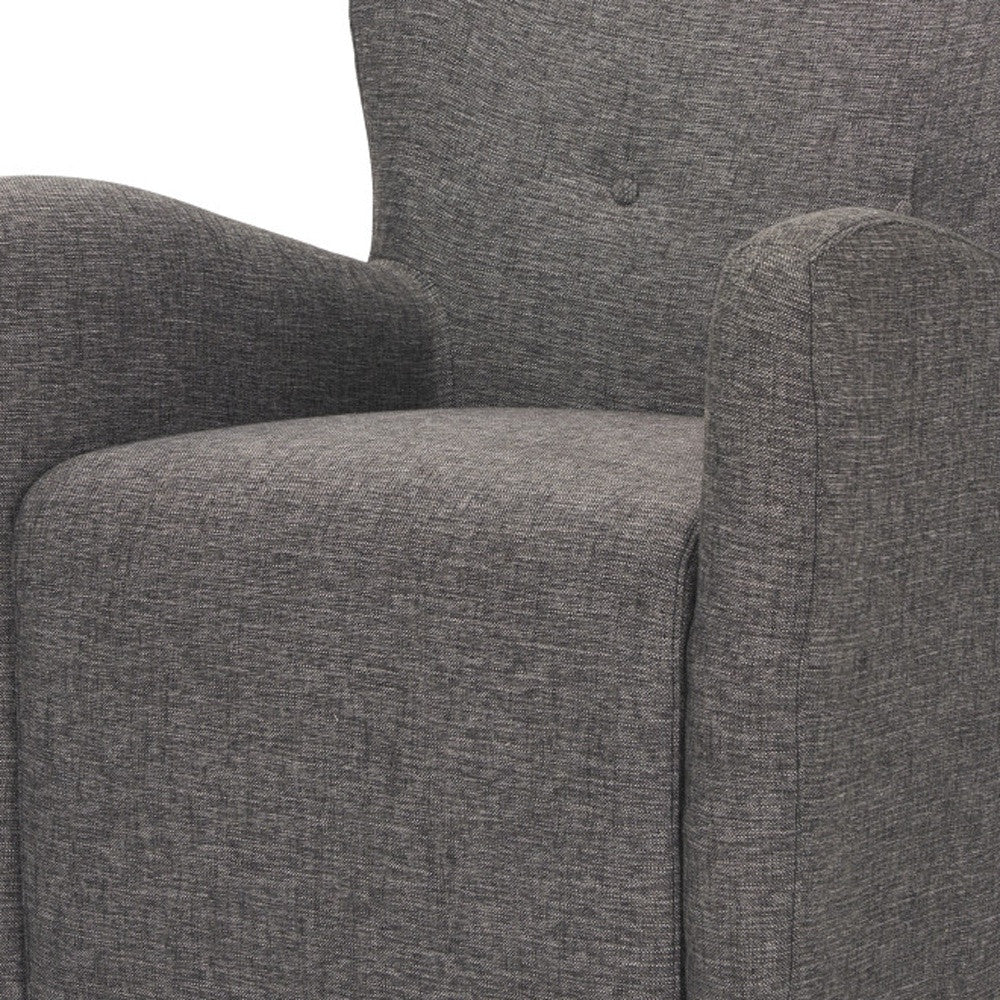 32" Gray and Brown Upholstery and Wood Wingback Chair