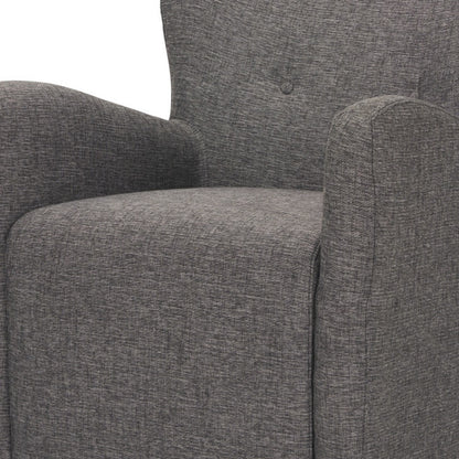 32" Gray and Brown Upholstery and Wood Wingback Chair