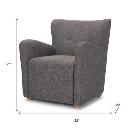 32" Gray and Brown Upholstery and Wood Wingback Chair