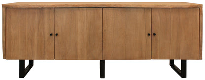 80" Natural Distressed Solid Wood Live Edge Credenza With Four Doors