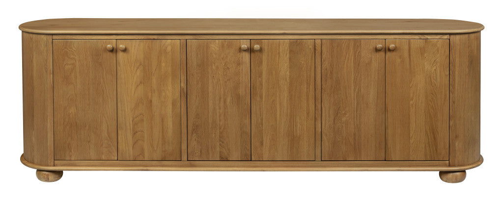 98" Natural Distressed Solid Wood Sideboard with Six Doors