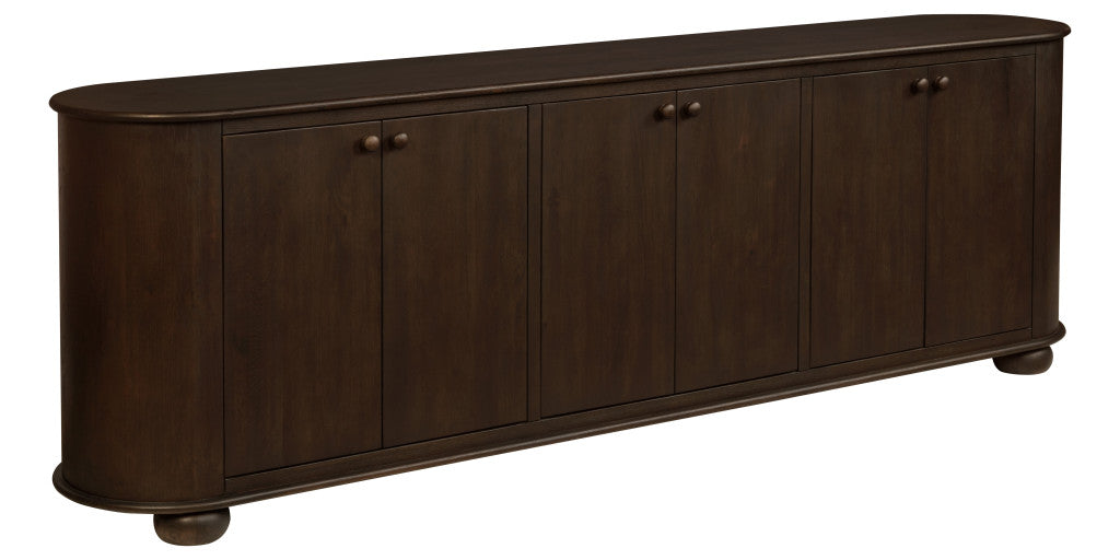 98" Brown Distressed Solid Wood Sideboard With Six Doors
