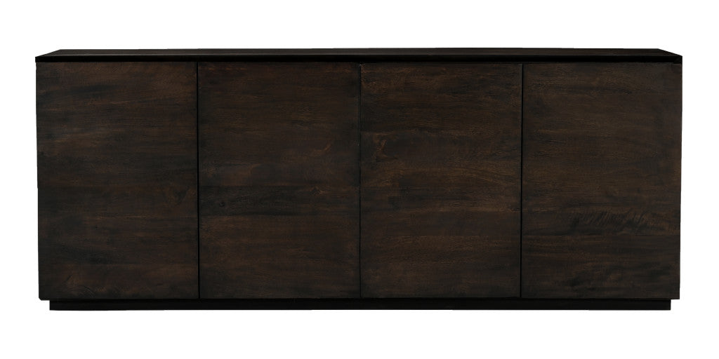 80" Dark Brown Distressed Solid Wood Sideboard With Four Doors