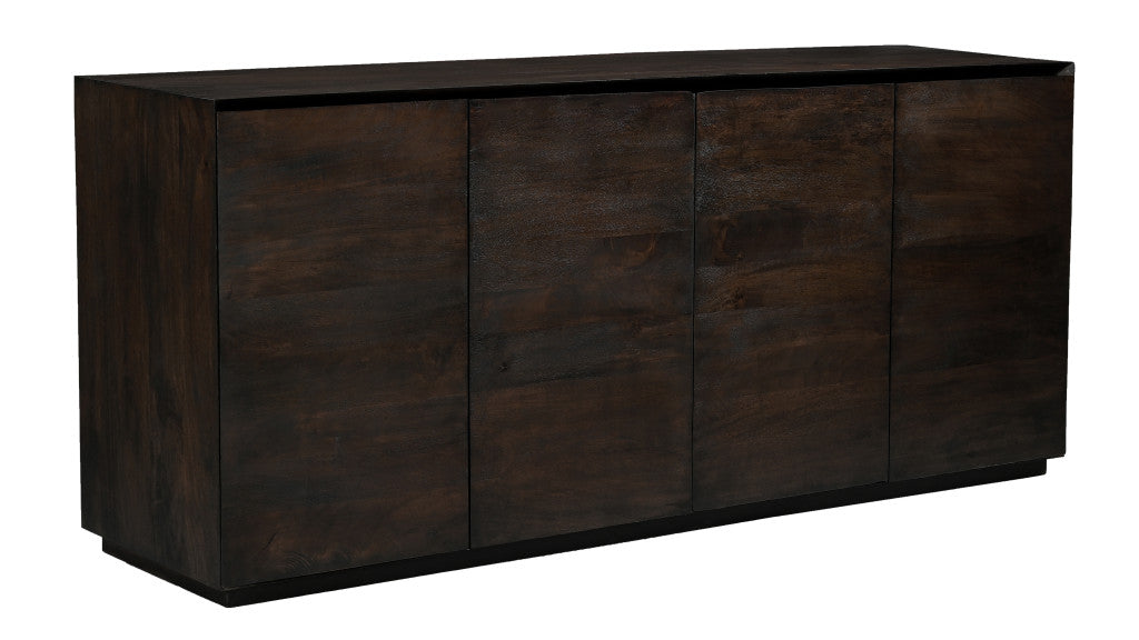 80" Dark Brown Distressed Solid Wood Sideboard With Four Doors