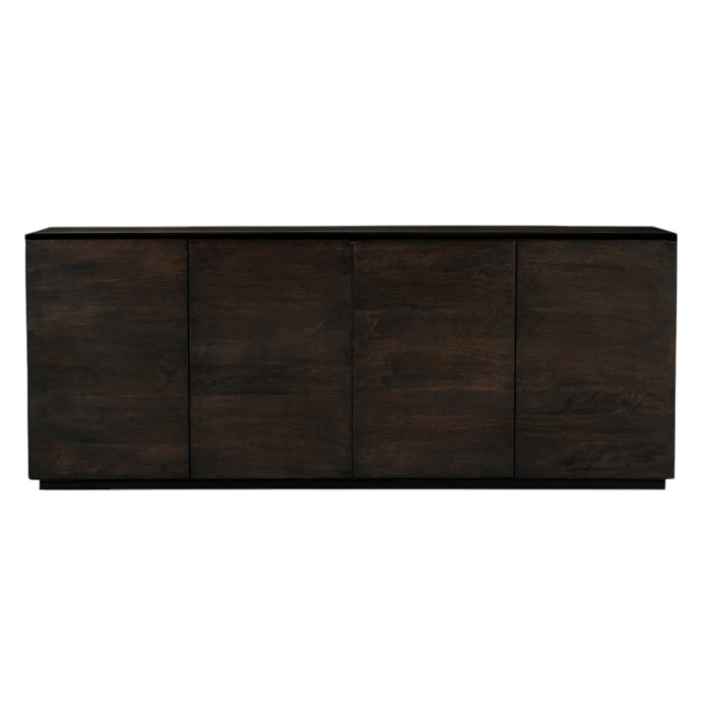 80" Dark Brown Distressed Solid Wood Sideboard With Four Doors
