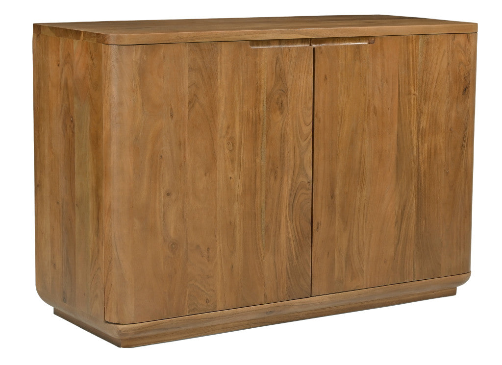 48" Tan Distressed Solid Wood Sideboard With Two Doors