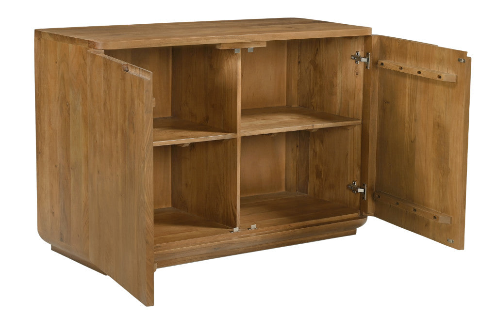 48" Tan Distressed Solid Wood Sideboard With Two Doors