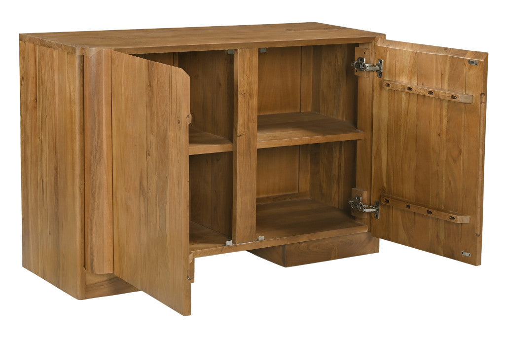 48" Tan Distressed Solid Wood Sideboard Soft Close with Two Doors