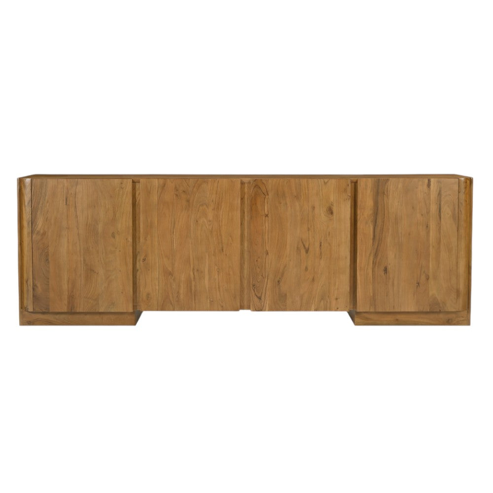 96" Tan Distressed Solid Wood Sideboard Soft Close with Four Doors