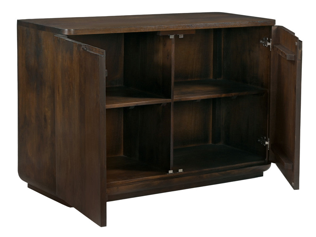 48" Dark Brown Distressed Solid Wood Sideboard With Two Doors