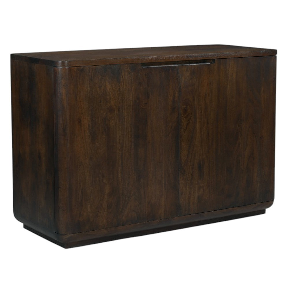 48" Dark Brown Distressed Solid Wood Sideboard With Two Doors