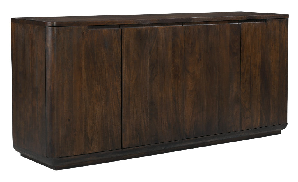 72" Dark Brown Distressed Solid Wood Sideboard With Four Doors